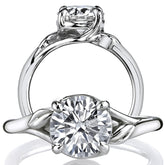 Round Bypass Floral Accent Moissanite Solitaire Ring