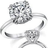 Round Brilliant Moissanite Solitaire Ring with Double Prongs