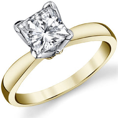 Princess cut Moissanite Tulipset Solitaire Ring