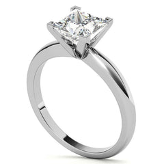 Princess cut Moissanite V-Prong Solitaire Ring