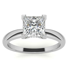Princess cut Moissanite V-Prong Solitaire Ring