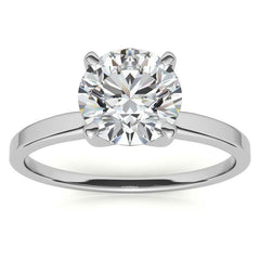 Flat Shoulder 4-Prong Round Brilliant Moissanite Solitaire Ring