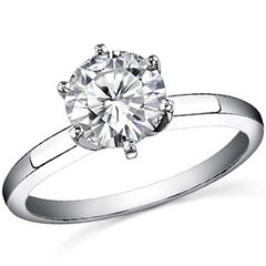 Flat Shoulder 6-Prong Round Brilliant Moissanite Solitaire Ring