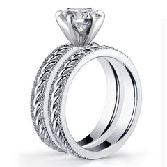 Moissanite Milgrain Rope Solitaire Ring
