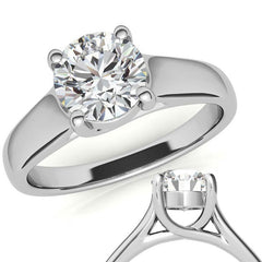 Round Moissanite Trellis Solitaire Ring