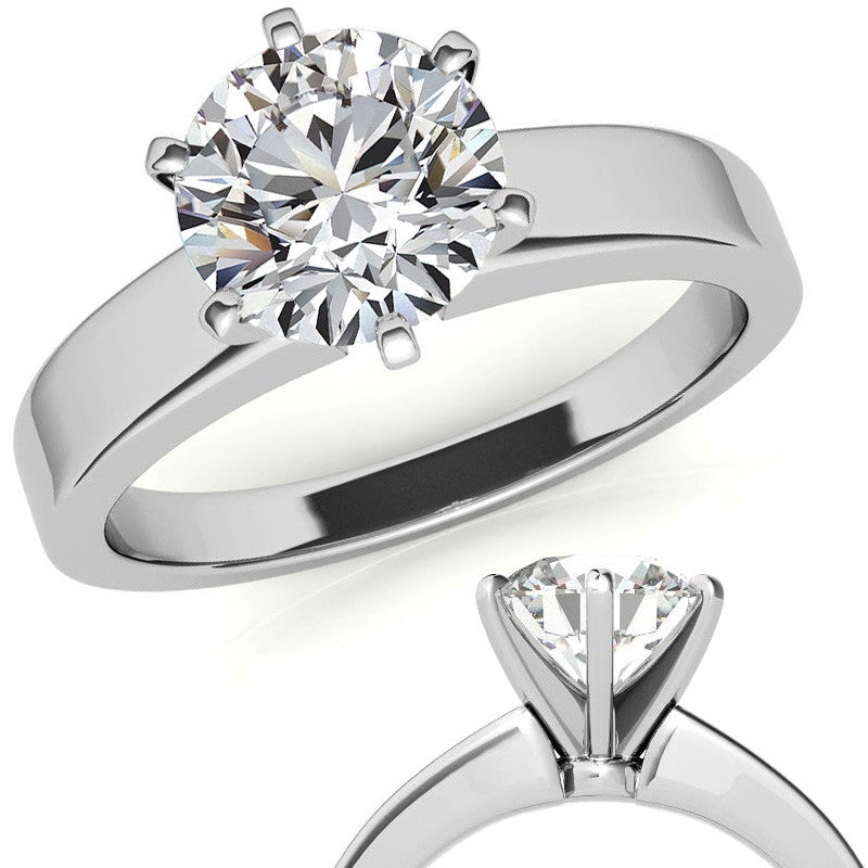 Flat Shoulder Moissanite Solitaire Ring Setting