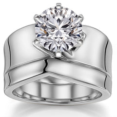 Wide Band Moissanite Solitaire Setting