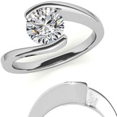 Round Modern Style Bypass Solitaire Ring
