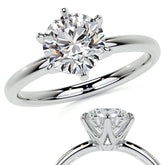 6-Prong Round Brilliant Moissanite Low Set Solitaire Ring