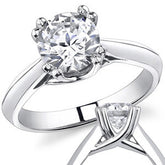 Double Prong Trellis Knife-Edge Round Solitaire Ring
