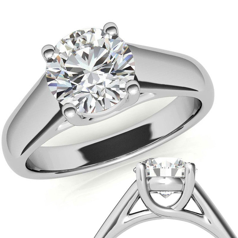 Round Heavy, Wide-Band Trellis Solitaire Ring