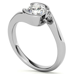 Round Half Bezel Bypass Moissanite Solitaire Ring