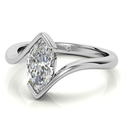 Marquise Half Bezel Bypass Solitaire Ring