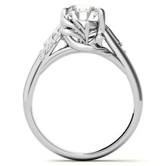 Round Brilliant Moissanite Antique Floral Style Solitaire Ring