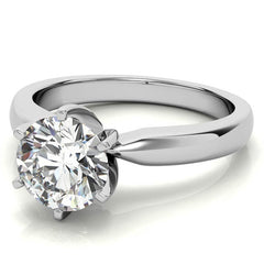 Wider Band Round Brilliant Moissanite Solitaire Ring