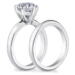 Knife Edge Round Brilliant Moissanite Solitaire Ring