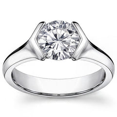 Semi-Bezel Round Brilliant Moissanite Solitaire Ring