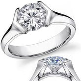 Semi-Bezel Round Brilliant Moissanite Solitaire Ring