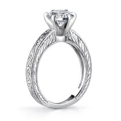 Moissanite Antique Style Engraved Solitaire Ring