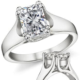 Double Prong Radiant/Emerald Moissanite Solitaire Ring