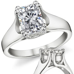 Double Prong Radiant/Emerald Moissanite Solitaire Ring