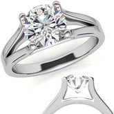 Round Brilliant Moissanite Split Shank Solitaire Ring