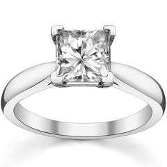 Princess cut Moissanite Cathedral Solitaire Ring