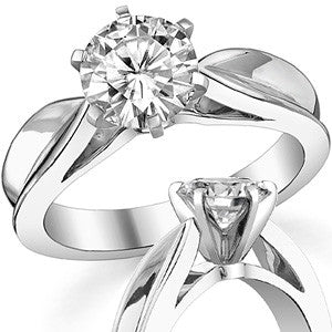 Scalloped Cathedral Moissanite Solitaire Ring
