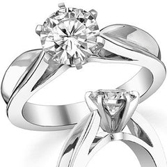 Scalloped Cathedral Moissanite Solitaire Ring