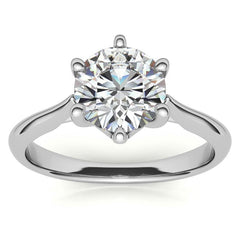 Round Brilliant Moissanite 6-Prong Trellis Solitaire Ring
