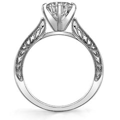 Moissanite Engraved Cathedral Solitaire Ring