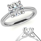 Round Brilliant Moissanite Cathedral Solitaire Ring