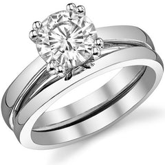 Round Double Prong Cathedral Solitaire Ring