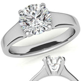 Round Brilliant Moissanite Designer Inspired Low-Set Solitaire Ring