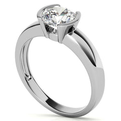 Semi-Bezel Round Brilliant Moissanite Solitaire Ring