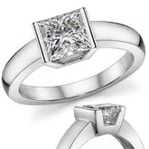 Semi-Bezel Princess Modern Style Solitaire Ring