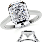 Petite Bezel Emerald / Radiant Moissanite Solitaire Ring