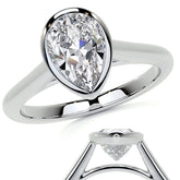 Petite Bezel Pear Moissanite Solitaire Ring