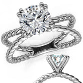 Designer Inspired Split Shank Rope Solitaire Ring