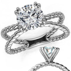 Designer Inspired Split Shank Rope Solitaire Ring