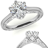 Round Brilliant Moissanite Floral Trellis Solitaire Ring