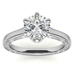 Round Brilliant Moissanite Floral Trellis Solitaire Ring