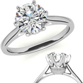Round Brilliant Moissanite 6-Prong Crown Solitaire Ring