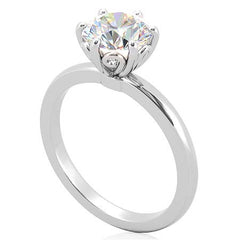 2mm Round Brilliant Moissanite 6 Prong Scroll Solitaire Ring