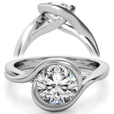 Semi-Bezel Round Brilliant Moissanite Bypass Solitaire