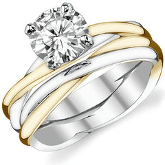 Two-tone Twisted Moissanite Solitaire Ring