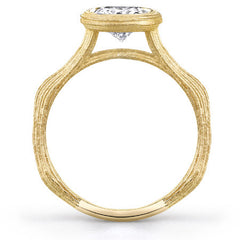 Round Twig Style Bark Bezel Solitaire Ring