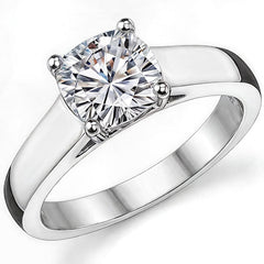 Cushion Lower Set Wider Band Solitaire Ring