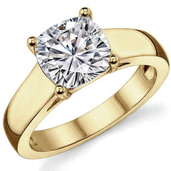 Cushion Lower Set Wider Band Solitaire Ring