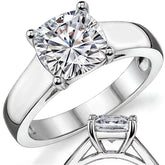 Cushion Lower Set Wider Band Solitaire Ring